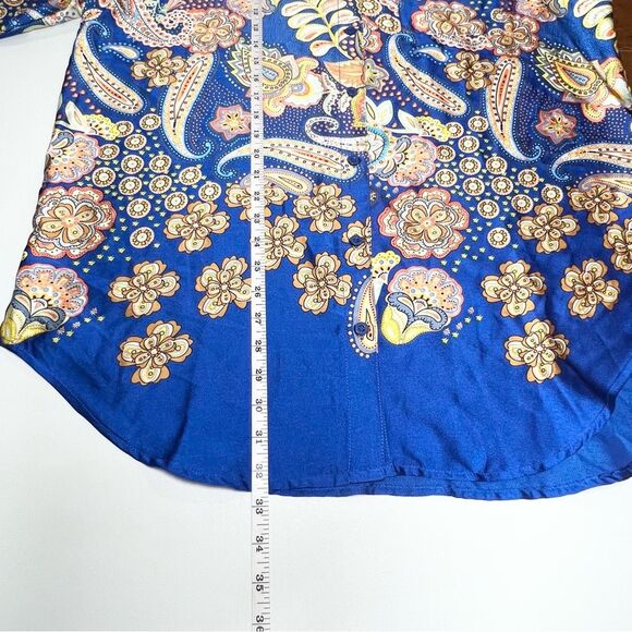 Nasty Gal Paisley Print Oversized Button Down Shirt Cobalt US 10 - Picture 11 of 12